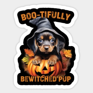 Boo-tifully Bewitched Puppy Dog Halloween Sticker